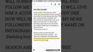 Coc free account very big giveaway