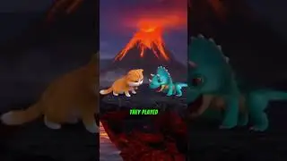 Time-Traveling Cat Meets Dinosaur Family 🦖 | Heartwarming Ancient Adventure #shorts #catstory