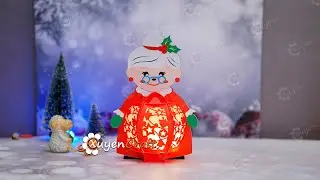 How to make Mrs Santa Claus Lantern DIY Christmas Decorations Paper Lantern SVG for Cricut Projects