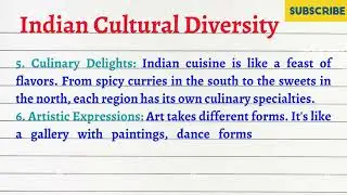 10 lines on Indian Cultural Diversity