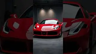 red stock Ferrari 488 GTB parked in  high-tech garage under spotlight #ferrarifans #cars #viralvideo