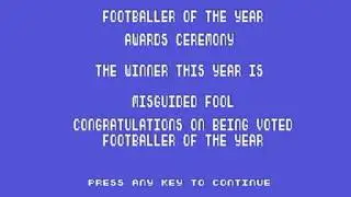 Commodore 64: Footballer of the Year game ending by Gremlin Graphics