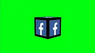 facebook logo 3d cube Animation effect green screen hd video