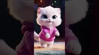 fluffy kitten with shiny blue eyes dancing joyfully  #DancingCat#FluffyFriend#BlueEyes #shorts#viral