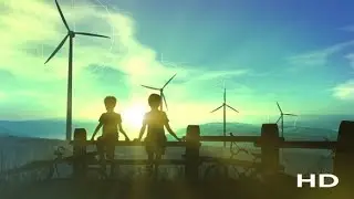 Children Watching Wind Power Plants And Infographics HD | Motion Graphics - Videohive template