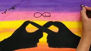 Easy Infinity Love Theme Oil Pastel Drawing Step by Step | How to Blend Oil Pastel Colors