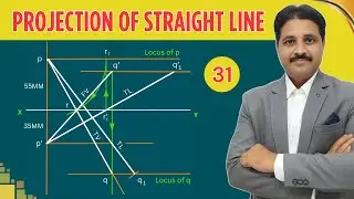 PROJECTION OF STRAIGHT LINE IN ENGINEERING DRAWING IN HINDI (SOLVED PROBLEM 31)