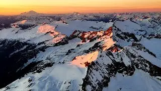 Stunning Aerial Sunset over North Cascades | Breathtaking Mountain Views