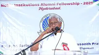 Dr. N. Mukherjee Victor speaking at Noble Institutions Alumni Fellowship Meet - 2025 at Hyderabad