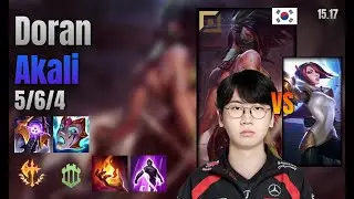 Doran Top Akali vs Fiora lol KR solo rank Full Game 15.17 | 도란 아칼리 vs 피오라
