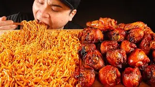 화끈하게 매운 핫 베이크치킨과 불닭볶음면 먹방~!! 리얼사운드 ASMR social eating Mukbang(Eating Show)