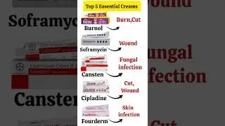 Top 5 Essential Creams Names and their Uses 💊#shorts #shortvideo #pharmacy #medical #doctor