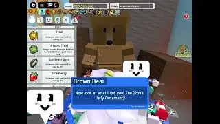 Collecting the royal jelly ornament from brown bear on my main account beeswarm simulator beesmas