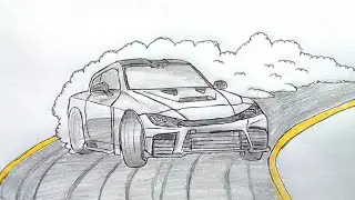 I Drew a Toyota GR GT Drifting with a Pencil (JDM Art)