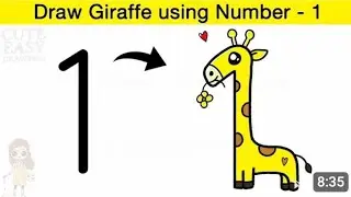 Easy Giraffe drawing from alphabet | 1 = 🦒 | #shorts #drawing #fun #giraffe #art #draw #artshort