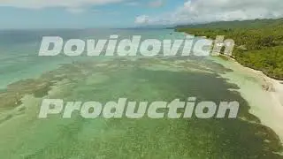 Aerial view of Bohol coast Island with boats. Aerial. Philippines.