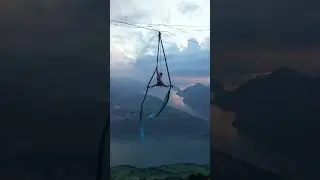Aerial Silk on a Highline in the Swiss Alps #aerialsilks #swissalps