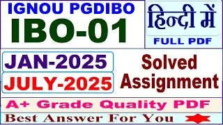 PGDIBO IBO 01 solved assignment 2025 || IBO 01 solved assignment 2025 in Hindi || ignou IBO01 2025