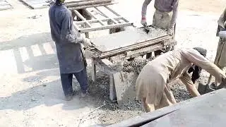 Precast Concrete Slabs Filling With Concrete On Vibrator #precast#shaheenproduction 