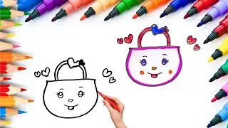 Как нарисовать милую сумочку. Рисование, раскрашивание и рисование для детей и малышей_🌈🎨