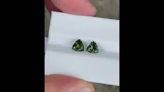 1.80 carat | Olive Green Tourmaline Stone Pair Trillion Cut Afghan Gemstone #green #tourmaline #gems