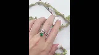 Pentagon Emerald Wedding Ring Set White Gold Crown Diamond Ring May Birthstone Emerald Jewelry