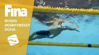Russia also wins 4x50m Medley #6 Doha