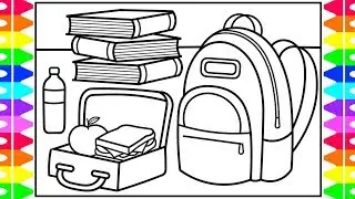 How to Draw a BACKPACK for KIDS 🍏🎒📚✏️ BACKPACK Drawing and Coloring Pages