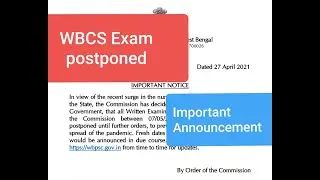 WBCS exam postponed. Important Announcement of classes. #wbcs2021 #wbpsc