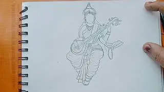 Maa Saraswati Drawing for Vasant Panchami |Easy Pencil Sketch | Basant Panchami Drawing | chitra