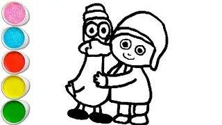 Cute pocoyo with pato Drawing, Painting and Coloring For Kids and Toddlers_ Easy Drawing 