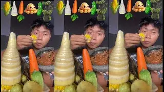 TANTANGAN BANGAT NIH MUKBANG RUJAK BAMBU REBUNG DAN BUAH ALAM 