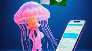 Pakistani 🇵🇰Pink Jelly Fish eating and working online with Power eagle 🦅on mobile 