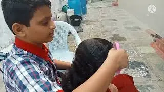 my son doing nitpicking to her mother video heavy hair real sound/intelugu@ramakitchenandvlogs6874
