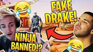 NINJA Gets BANNED On Twitch & Gets TROLLED On Fortnite By A FAKE DRAKE ACCOUNT!