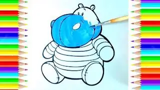 how to draw a funny hippo | hippo coloring pages