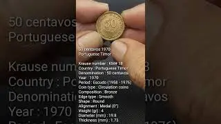 50&nbsp;centavos 1970 Portuguese Timor #coin #coins #portugu&ecirc;s #portugues #portuguese