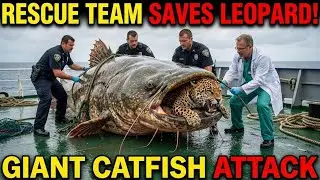 Rescue Team Saves a Mother Leopard from a Giant Catfish