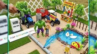 DIY Farm Adventure with Toy Story & Hulk Toys | Petrol Pump and Duck Pool Fun and a Burst Pipe