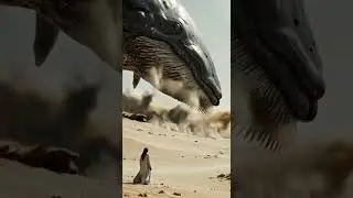 Epic Showdown! Girl vs Giant Desert Monster &ndash; Stunning AI Battle Scene 💥🏜️ #whale #wildlife #raptor