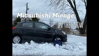 Mitsubishi Mirage in the snow