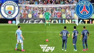 FIFA 24 | Messi Neymar Mbappe vs Ronaldo | PSG vs Man City | UCL FINAL | Penalty Shootout - PS5