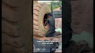 The Full Giant Tire Repair!  #tirefix#heavyequipment#dangerousjobs#mechaniclife#loaderrepair