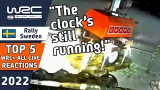 Top 5 WRC+ Clips : Commentators React to LIVE Rally Crashes and Moments : WRC Rally Sweden 2022