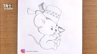 Cute mice having fun with butterfly pencildrawing@TaposhiartsAcademy