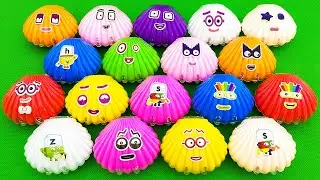 Looking For Numberblocks, Alphablocks In Seashell Boxes, Mixing Colorful Slime