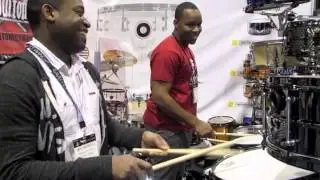 Sam Mathews with Ron Allen at NAMM Show- Phoenix Drum Co