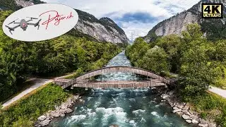 Der Fluss Landquart in der Region Landquart Switzerland 4k by Air Drohnenflug