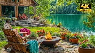 Ultimate Spring Cabin Retreat by the Lake | Campfire Ambience and Nature Sounds for Deep Relax