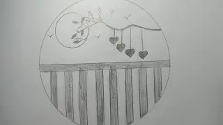 How to Draw Scenery of Moonlight Night by pencil sketch, Love Birds Scenery Drawing। By RD
